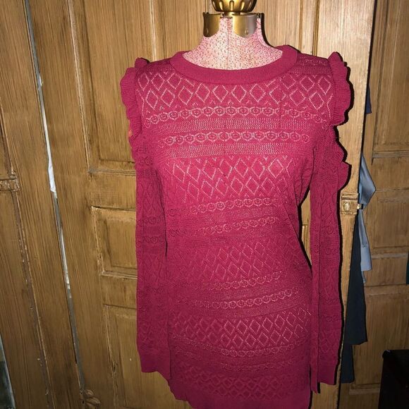 LC Lauren Conrad Sweaters - Laura Conrad Ruffle Pointelle Sweater   